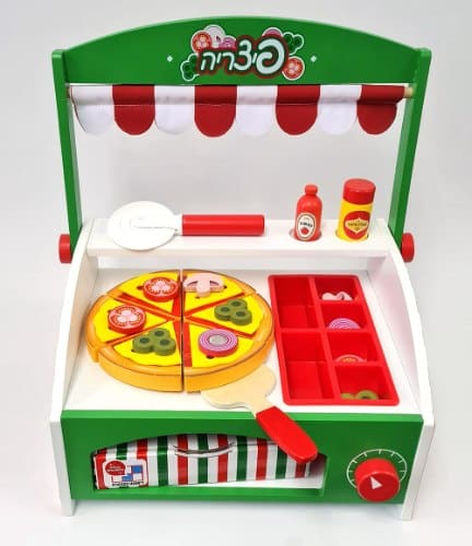 דוכן פיצה מעץ לילדים