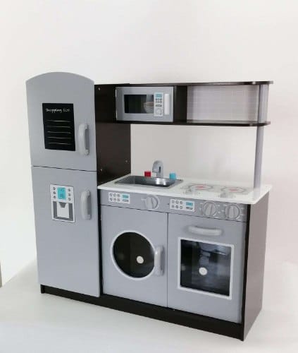 מטבח שחור/אפור מעץ לילדים