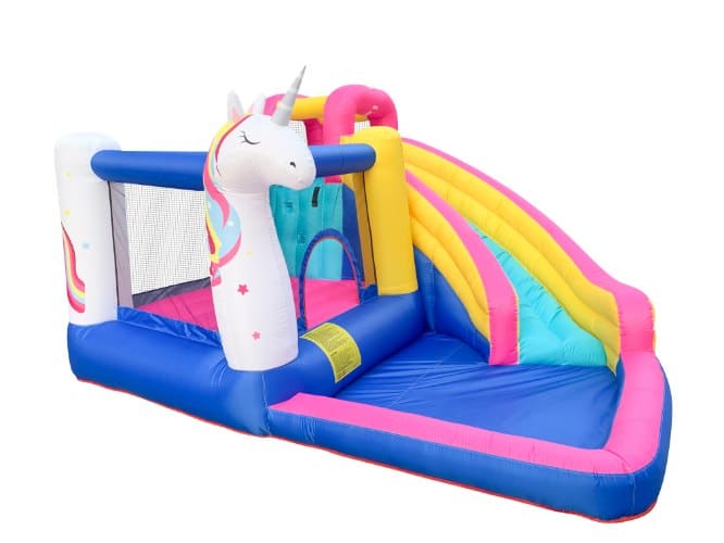 מתקן קפיצה מתנפח בינוני עם מים – חד קרן קסום