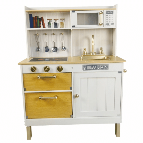 מטבח ברצלונה מעץ לילדים – אלקטרוני ומשמיע צלילים