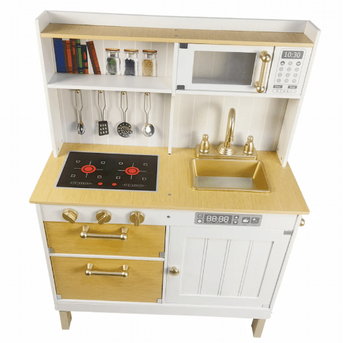 מטבח ברצלונה מעץ לילדים – אלקטרוני ומשמיע צלילים