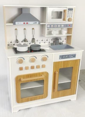 מטבח אלקטרוני דגם וינה VINA מעץ לילדים | צבע לבן