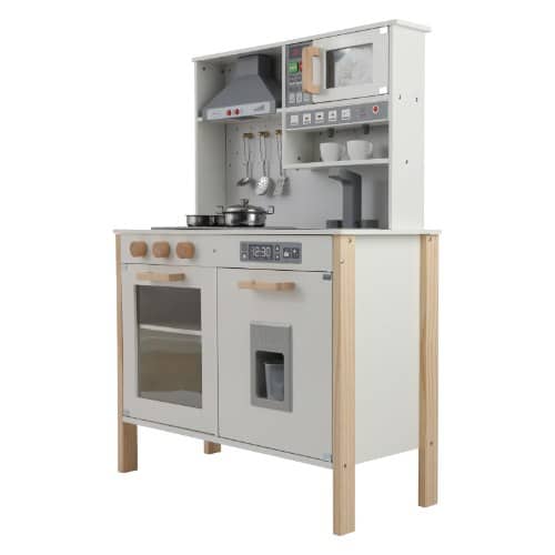 מטבח אלקטרוני מעץ לילדים – דגם מדריד בצבע לבן
