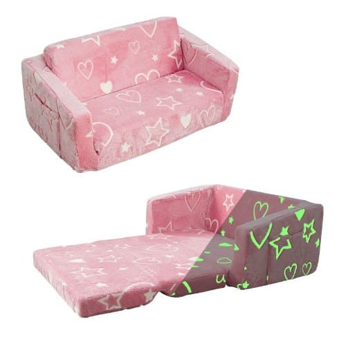 ספה נפתחת לילדים כוכבים ולבבות זוהרת בחושך ורודה | בוואקום | מקט SAPAPZ