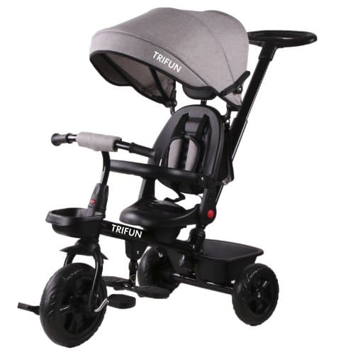 תלת אופן 3 ב-1 עם מושב דו-כיווני בצבע אפור