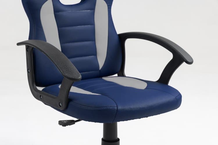 כיסא תלמיד ארגונומי לנוער עם ידיות בצבע כחול ואפור | מקט LEVEL UP | 301A-BG