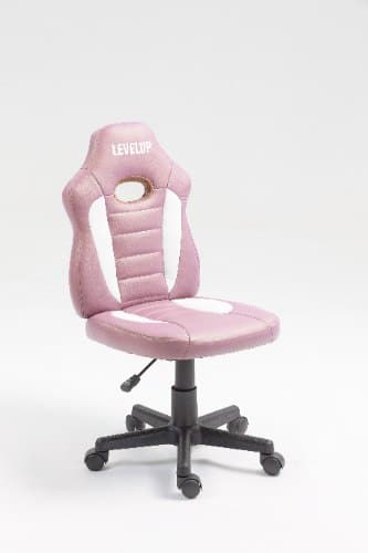 כיסא תלמיד ארגונומי לנוער בצבע ורוד ולבן | מקט LEVEL UP | S301-PW