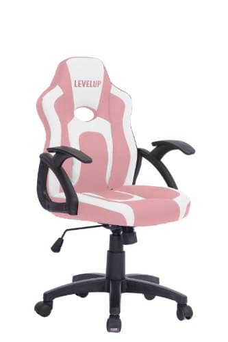 כיסא גיימינג ארגונומי עד גיל 10 עם ידיות דגם כריש בצבע לבן וורוד| מקט LEVEL UP SHARK |G512P FXR