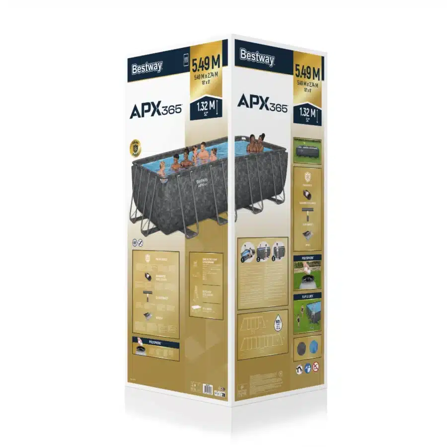 ⁦בריכת מלבנית+ משאבת חול 1600+סולם+ כיסוי וצמר גפן|5.49X2.74X1.32 סמ|APX 365| BESTWAY|מקט |⁩ – תמונה ⁦4⁩