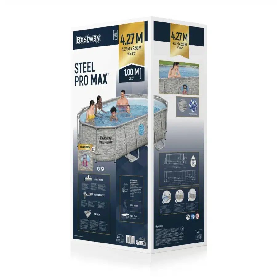 ⁦בריכה אובלית אולטרה + משאבת פילטר 530 + סולם + כיסוי + 2 חלונות דמוי בריקים⁩ – תמונה ⁦4⁩