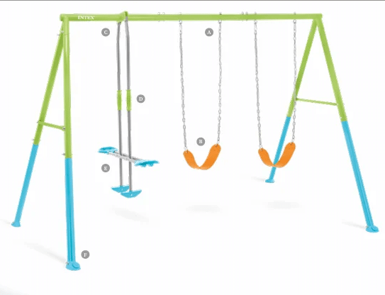 נדנדת שלושה חלקים 2 נדנדות ונדנדת גלישה זוגית לחצר לילדים|323X235X200 ס"מ|מקט 44121| INTEX