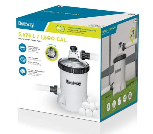 משאבת סינון מים 2025 + צמר | זרימת מים של 5678 ליטר/1500 גלון בשעה |מקט 58870 | BESTWAY