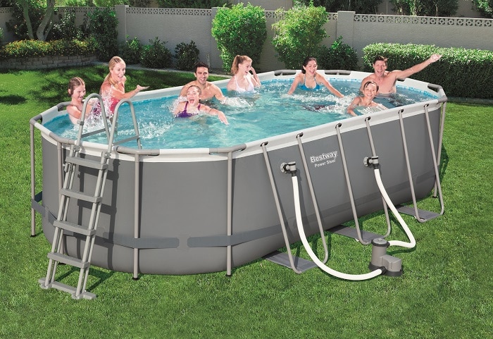 בריכה אובלית אולטרה + משאבת פילטר 1500 + סולם + כיסוי