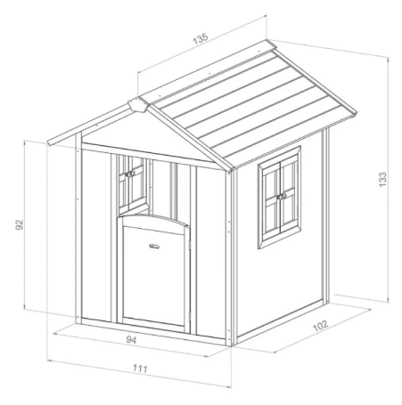 בית עץ לילדים בסגנון כפרי (133X102X94 סמ) מקט 2005
