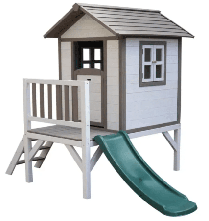 בית עץ לילדים בסגנון כפרי כולל מגלש ומרפסת (188X139X101 סמ) מק"ט 2005XL
