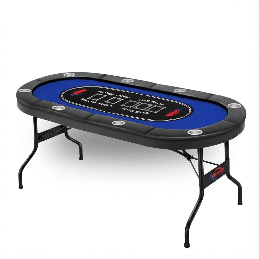 שולחן פוקר מתקפל ל8 אנשים (181.3X81.28X73.9סמ) שולחן פוקר ל 8 שחקנים
